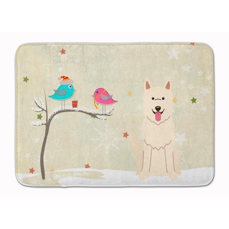 Carolines Treasures Christmas White German Shepherd Machine Washable Memory Foam Mat BB2517RUG